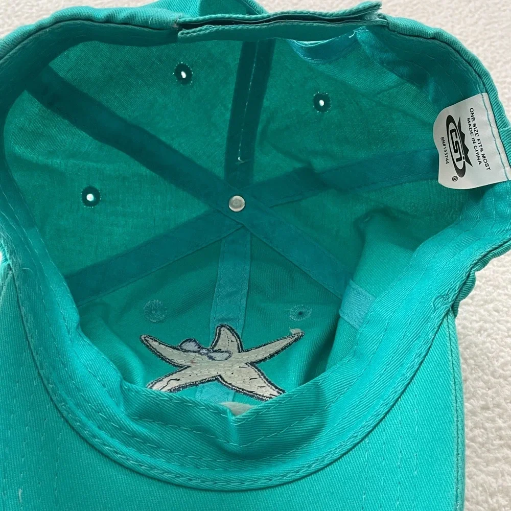 CSI Hilton‎ Head Baseball Cap Womens OSFM Teal Starfish Embroidered Hat